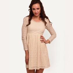 Beige Solid Shift Dress